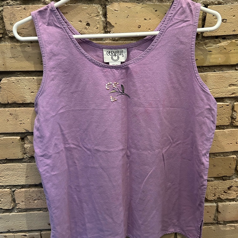 Silk Cervelle Purple Sleeveless Tank Top